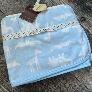 Carters Fleece Blanket New Light Blue Baby Boy Polyester Safari Animals 28”x30”